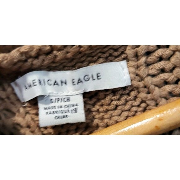 Tan Cableknit V Neck Sweater Vest Preppy Academia American Eagle Sz S - Picture 4 of 6